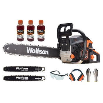 Set Drujba profesionala 6.2 CP WOLFSON® STX-620, 58cc, 2 lame si 2 lanturi, manusi, ochelari, casti, 3 uleiuri 2T incluse Set Drujba profesionala 6.2 CP WOLFSON® STX-620, 58cc, 2 lame si 2 lanturi, manusi, ochelari, casti, 3 uleiuri 2T incluse
