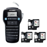 Start Kit DYMO LabelManager 160 QWERTY cu 3 benzi de 12 mm negru pe alb pentru organizare si identificare 2142267