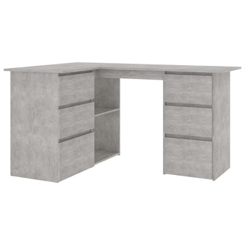 Birou de colt, gri beton, 145 x 100 x 76 cm, PAL 801093 Birou de colt, gri beton, 145 x 100 x 76 cm, PAL 801093