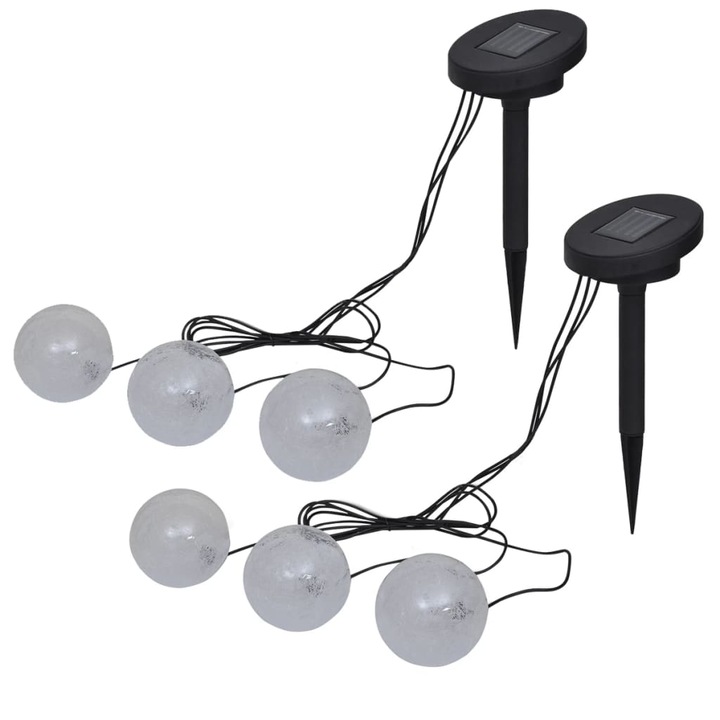 Set 2 instalatii cu 6 LED-uri plutitoare pentru piscina vidaXL, Plastic, 9.5 cm, Alb