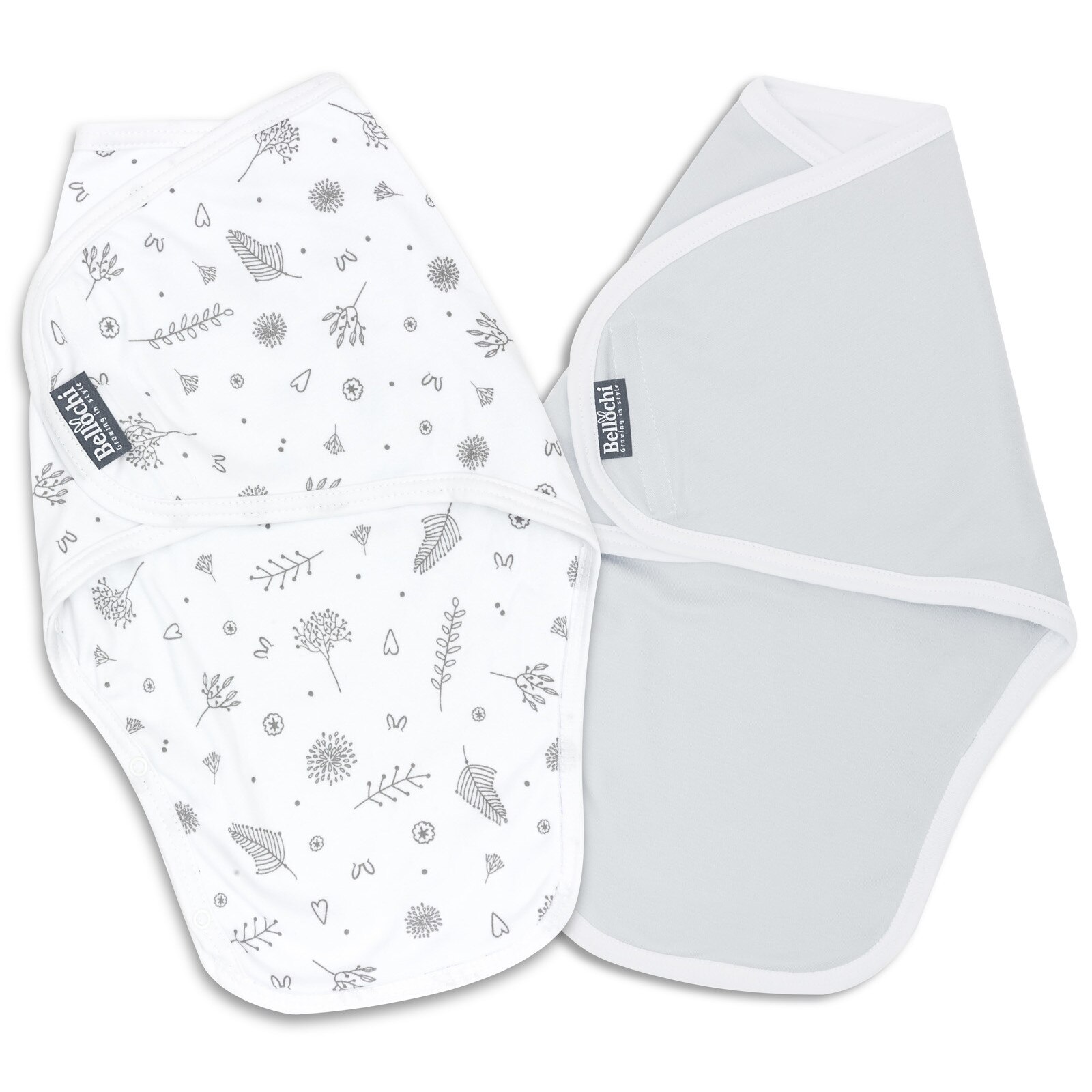 Set 2 paturi, Bellochi, sistem de infasare MiMi b-happy pentru bebelusi, bumbac 100%, gri