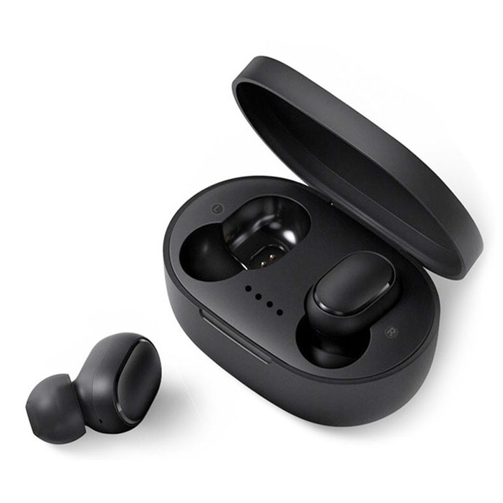 A6S TWS In-ear fejhallgató, fülhallgató, vezeték nélküli, bluetooth 5.0, sztereó, Hívás funkcióval, Zenevezérlés, Töltődoboz mellékelve, Android / iOS, Fekete
