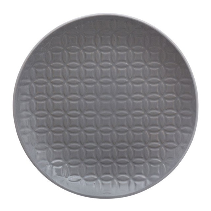 Platou desert model in relief, Ceramica, Gri, 24 cm