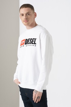 Diesel, Bluza sport cu decolteu la baza gatului Division, Alb Diesel, Bluza sport cu decolteu la baza gatului Division, Alb