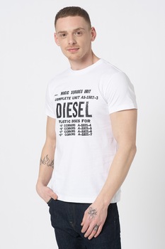Diesel, Tricou cu imprimeu text Diego, Alb optic