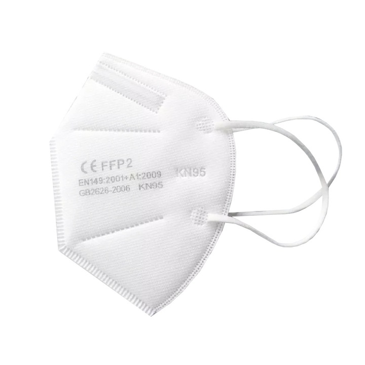 Set Masti de protectie KN95 FFP2, Connaught, 10 buc, nesterile, 5 straturi, Alb