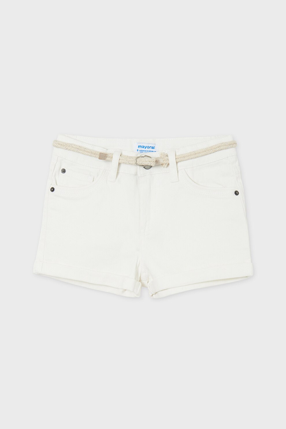 Mayoral, Pantaloni scurti cu o curea detasabila, Alb