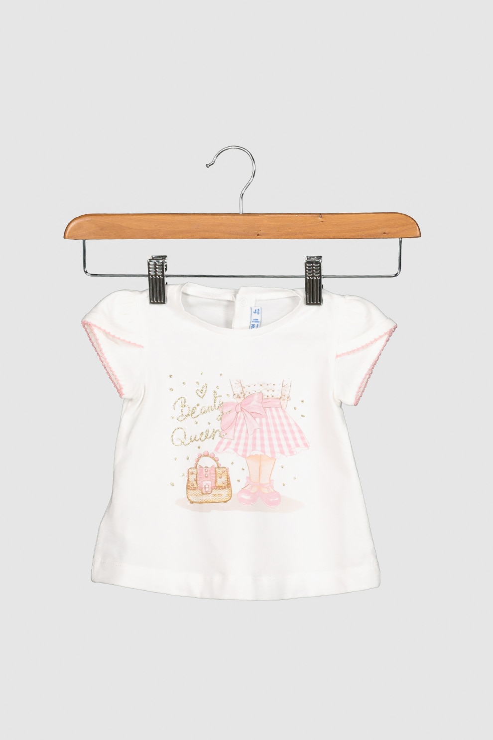 Mayoral, Set 3 piese de imbracaminte pentru fete, colanti, tricou si bolero, cu imprimeu, Roz prafuit/Alb, 74 CM