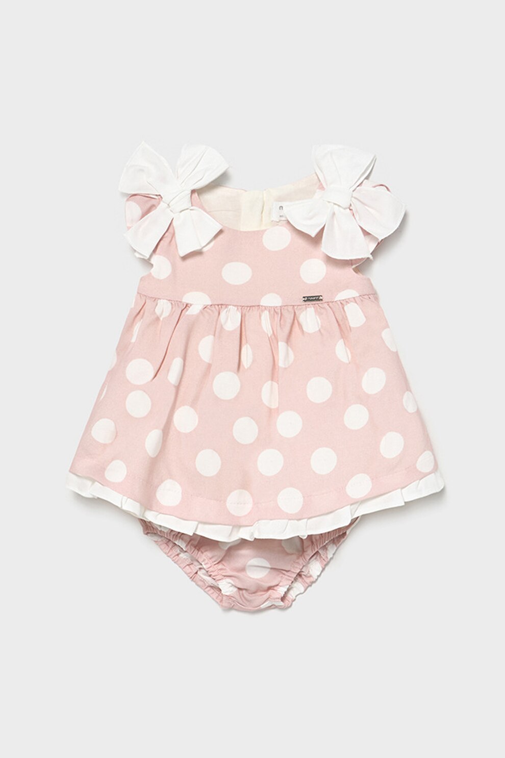 Mayoral, Rochie cu model cu buline si chiloti, Roz somon/Alb