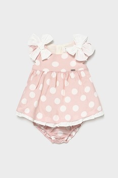 Mayoral, Rochie cu model cu buline si chiloti, Roz somon/Alb Mayoral, Rochie cu model cu buline si chiloti, Roz somon/Alb