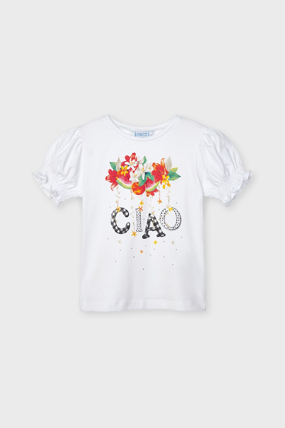 Mayoral, Tricou cu imprimeu grafic, Alb, 98 CM