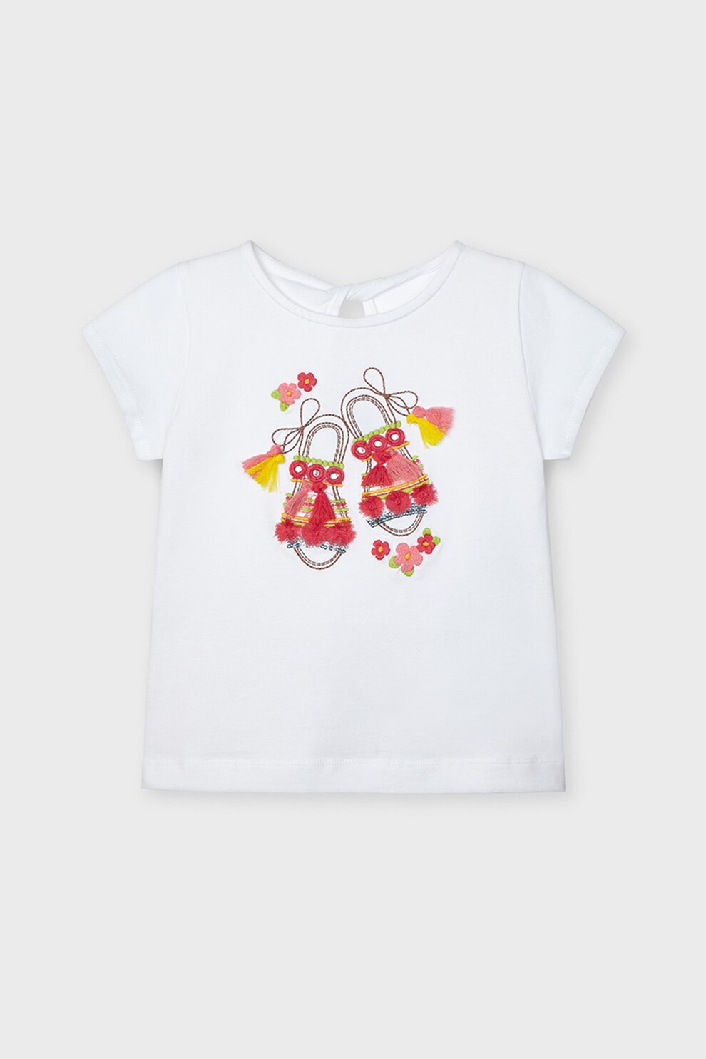 Mayoral, Tricou cu imprimeu grafic si decolteu la baza gatului, Alb, 92 CM