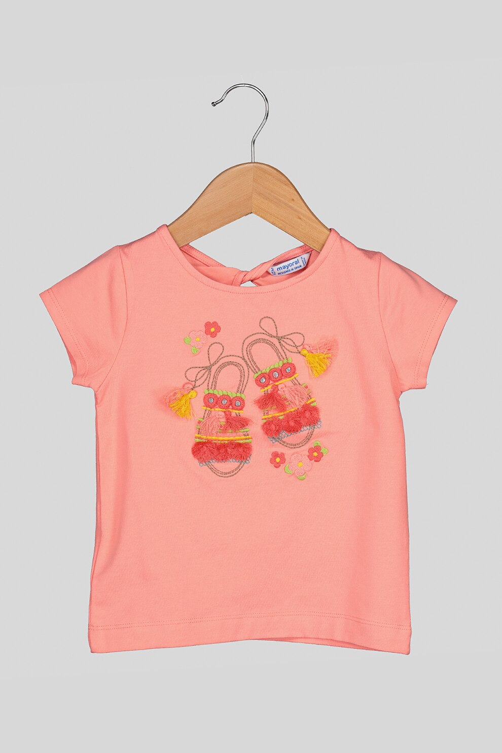 Mayoral, Tricou cu imprimeu grafic si decolteu la baza gatului, Corai, 92 CM