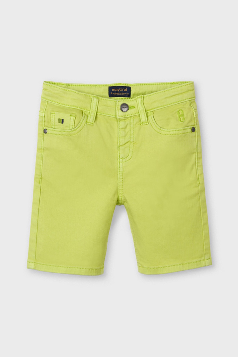 Mayoral, Bermude din denim cu talie ajustabila, Verde fistic, 134 CM