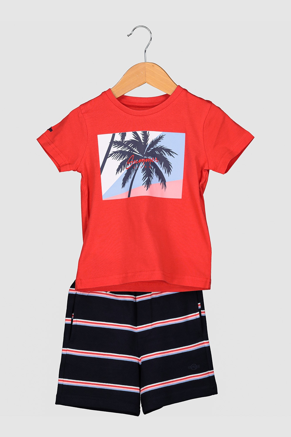 Mayoral, Set de tricou si pantaloni scurti, Rosu/Bleumarin/Alb