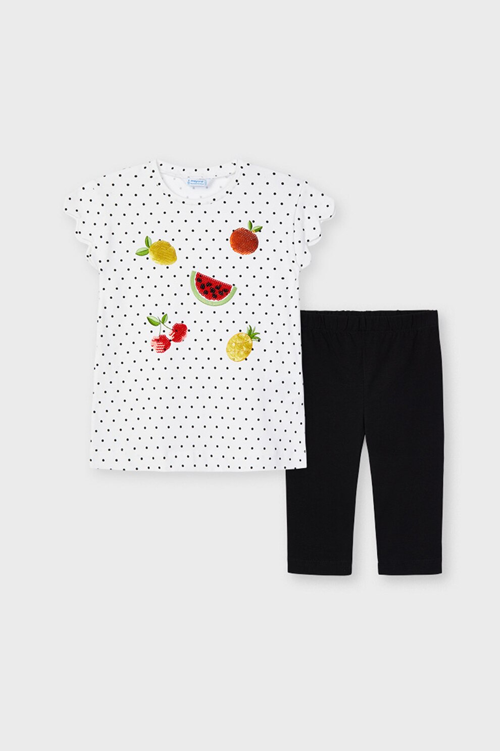 Mayoral, Set de tricou si colanti, Negru/Alb