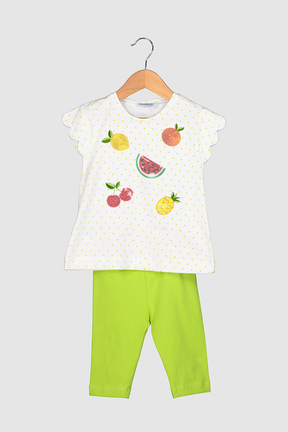 Mayoral, Set de tricou si colanti, Alb/verde