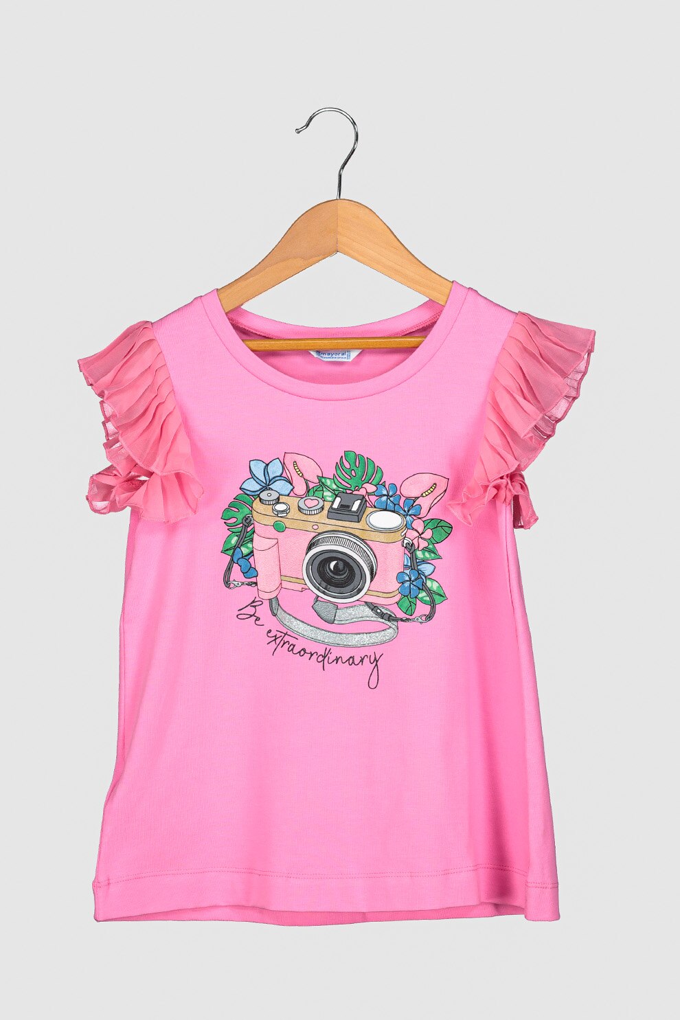 Mayoral, Tricou cu maneci cu volane, Roz/Verde/Negru