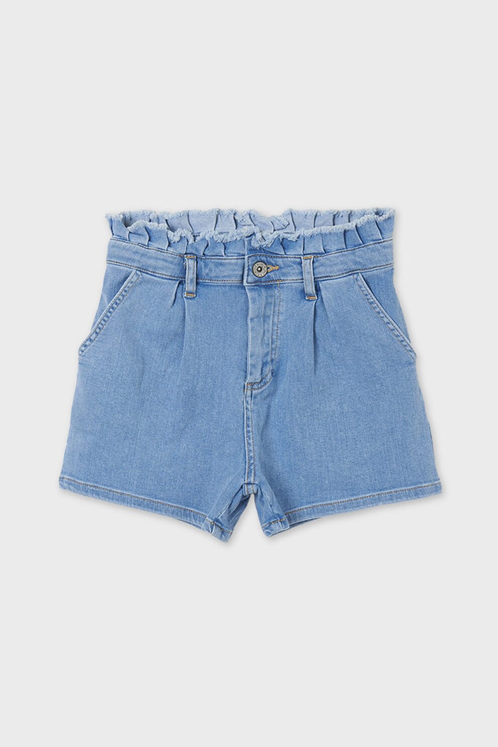 Mayoral, Pantaloni scurti de denim cu talie inalta, Albastru lavanda, 140 CM