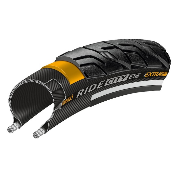 Гума за велосипед Continental Ride City Reflex EXTRa PunctureBelt 37-622 (28*1 3/8*1 5/8) черна