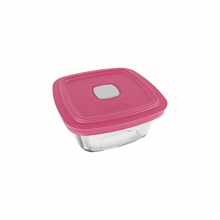 Cutie alimente cu capac ermetic, patrata, 1 litru, roz