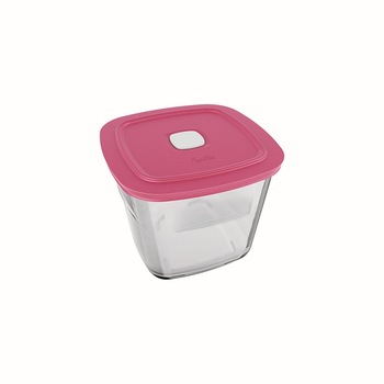 Cutie alimente cu capac ermetic, inalta, patrata, 1 litru, roz Cutie alimente cu capac ermetic, inalta, patrata, 1 litru, roz