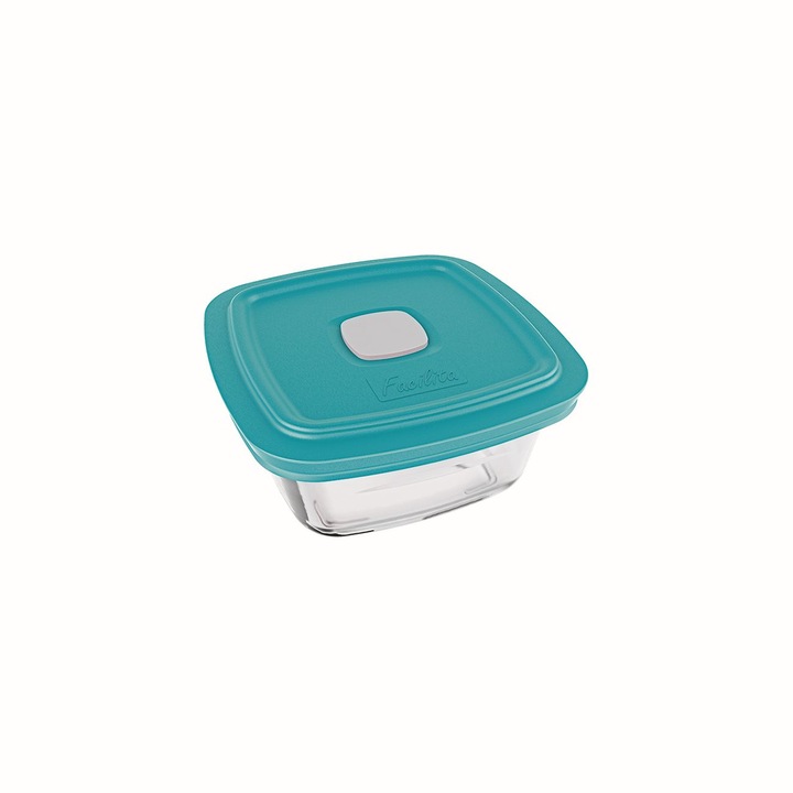 Cutie alimente cu capac ermetic, patrata, 500 ml, albastra