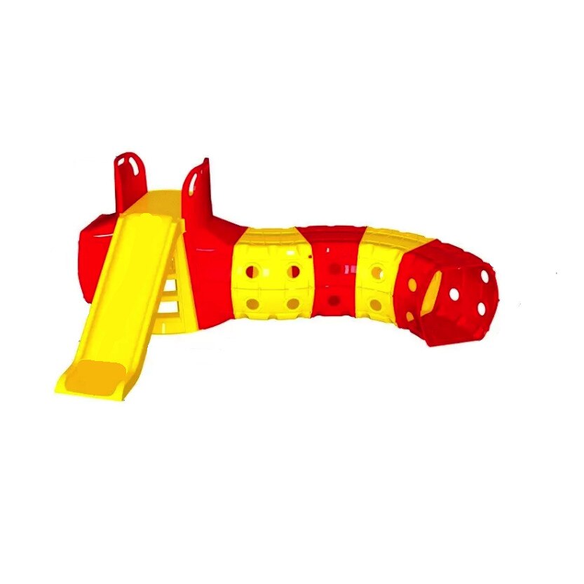 Tunel de joaca cu tobogan Doloni, rosu cu galben