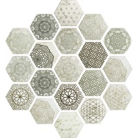 Gresie portelanata tip marmura, hexagonala, Lace Cappucino Mix Decor mat 20x23 cm, 0200*0232, Cutie 0.7 MP