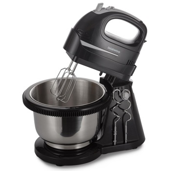 Mixer de mana Daewoo, cu bol de 2 l, 300 W, 5 trepte de viteza, functie turbo, negru Mixer de mana Daewoo, cu bol de 2 l, 300 W, 5 trepte de viteza, functie turbo, negru