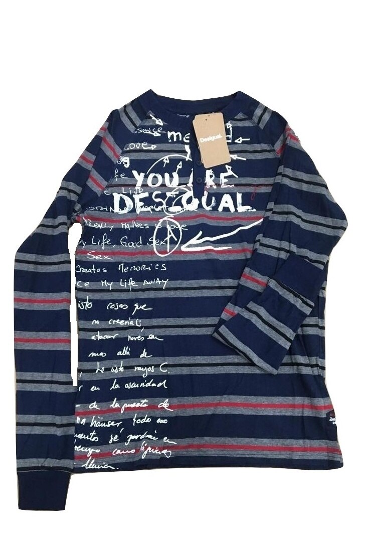 Bluza, Desigual 17WMTKBL, Albastru/Gri, S