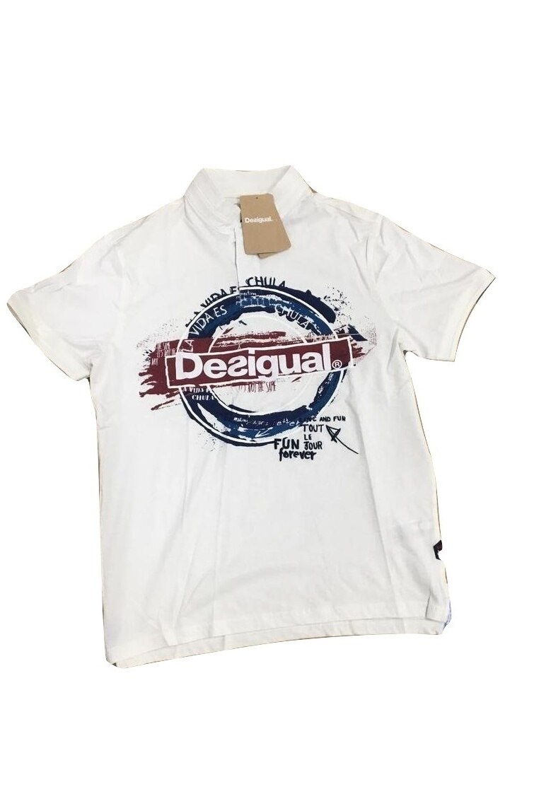 Tricou, Desigual 75L17B5, Alb, Alb