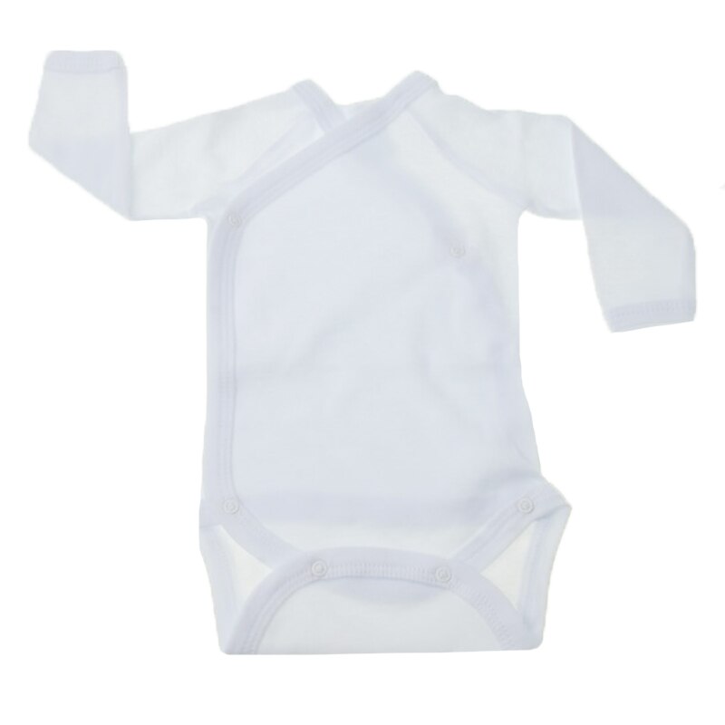 Body cu maneca lunga, bumbac, bebelusi, Mini Bimbi, Alb