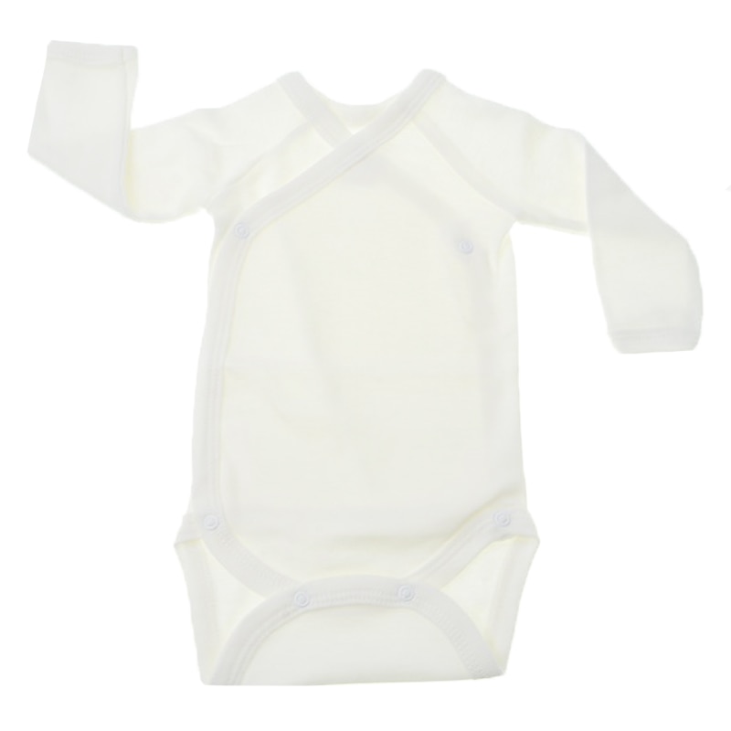 Body cu maneca lunga, bumbac, bebelusi, Mini Bimbi, Crem