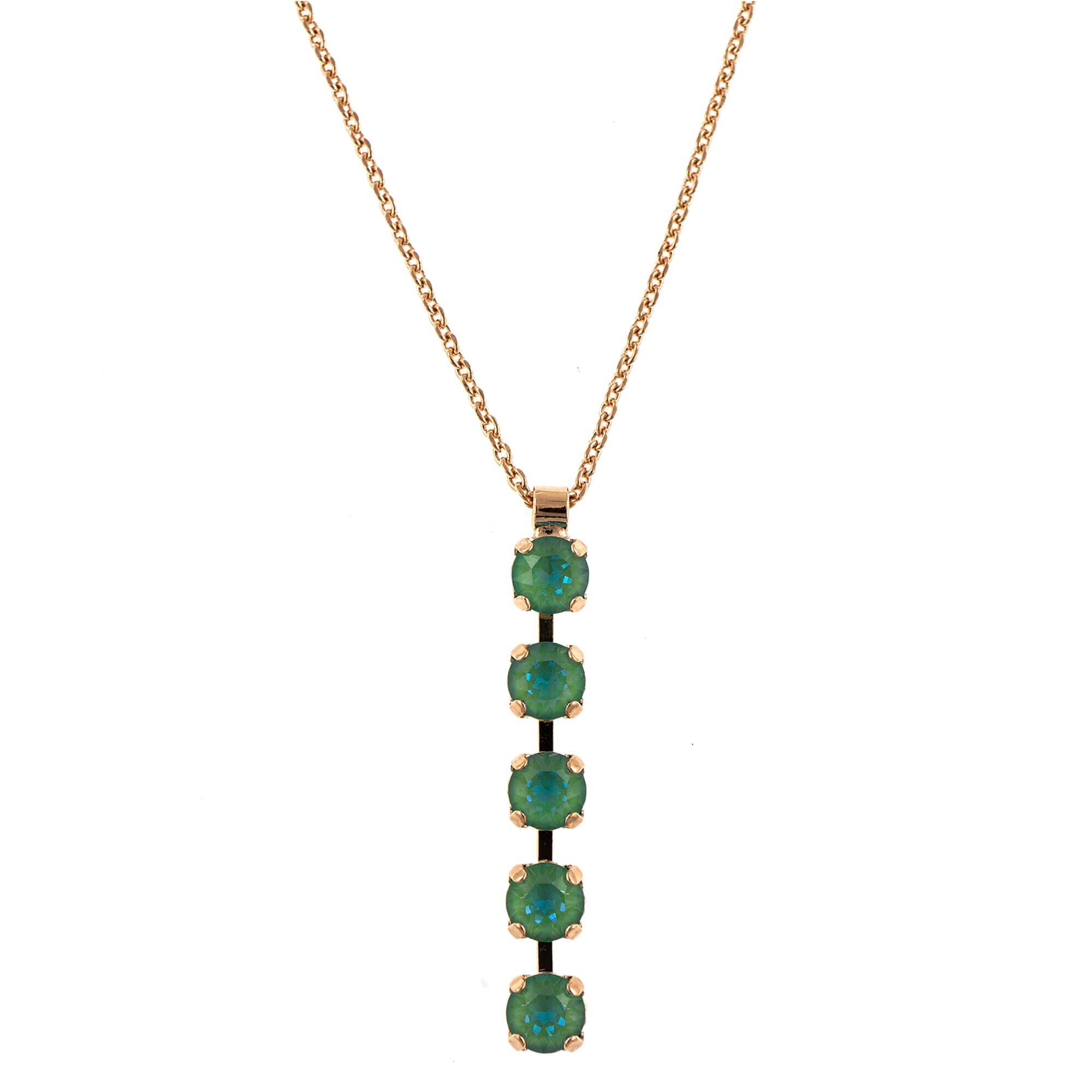 Pandantiv cu lant placat cu Aur roz de 24K, Cristale, Silky Sage DeLite by Roxannes - Mariana Jewellery, Verde 5430/5-169169RG