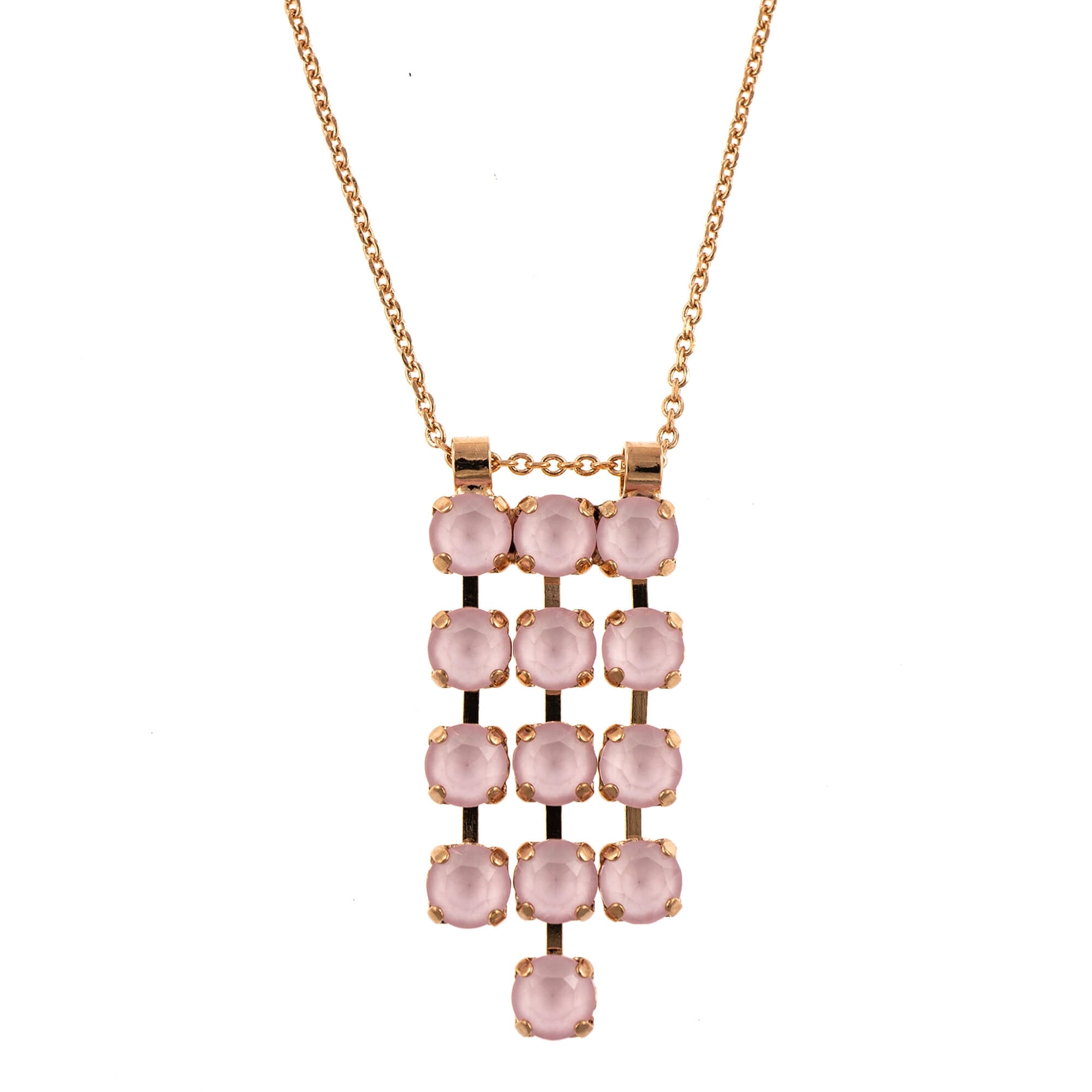 Pandantiv cu lant placat cu Aur roz de 24K, Cristale, Powder Rose by Roxannes - Mariana Jewellery, Roz 5430/3-121121RG