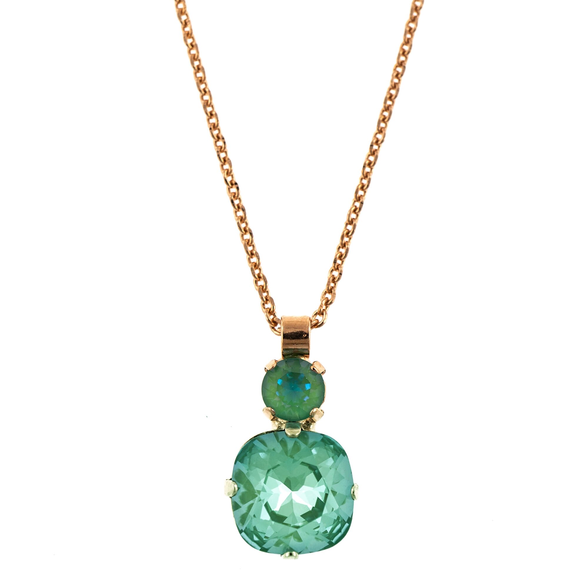 Pandantiv cu lant placat cu Aur roz de 24K, Cristale, Silky Sage DeLite by Roxannes - Mariana Jewellery, Verde 5326/30-169169RG