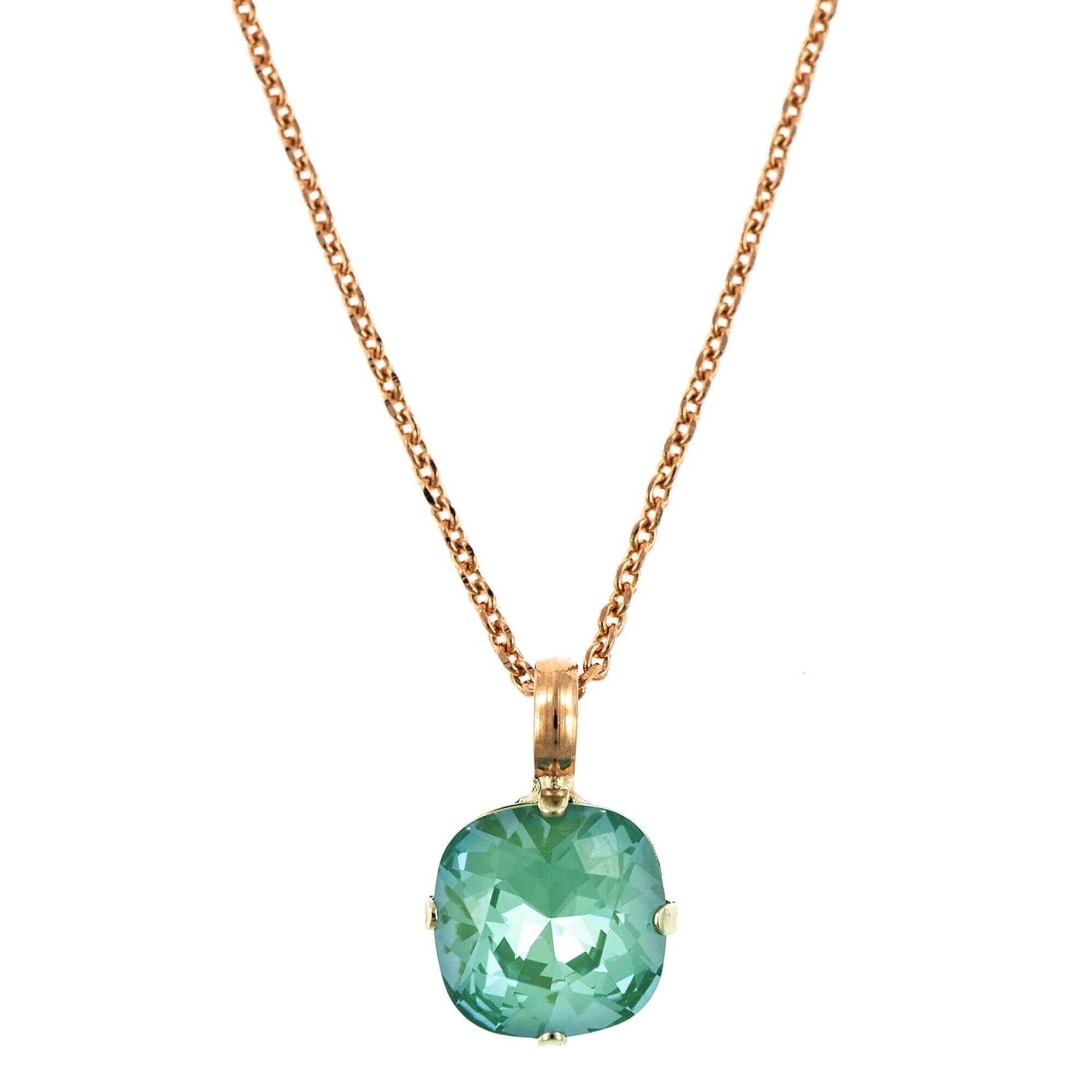 Pandantiv cu lant placat cu Aur roz de 24K, Cristale, Silky Sage DeLite by Roxannes - Mariana Jewellery, Verde 5326/4-169RG