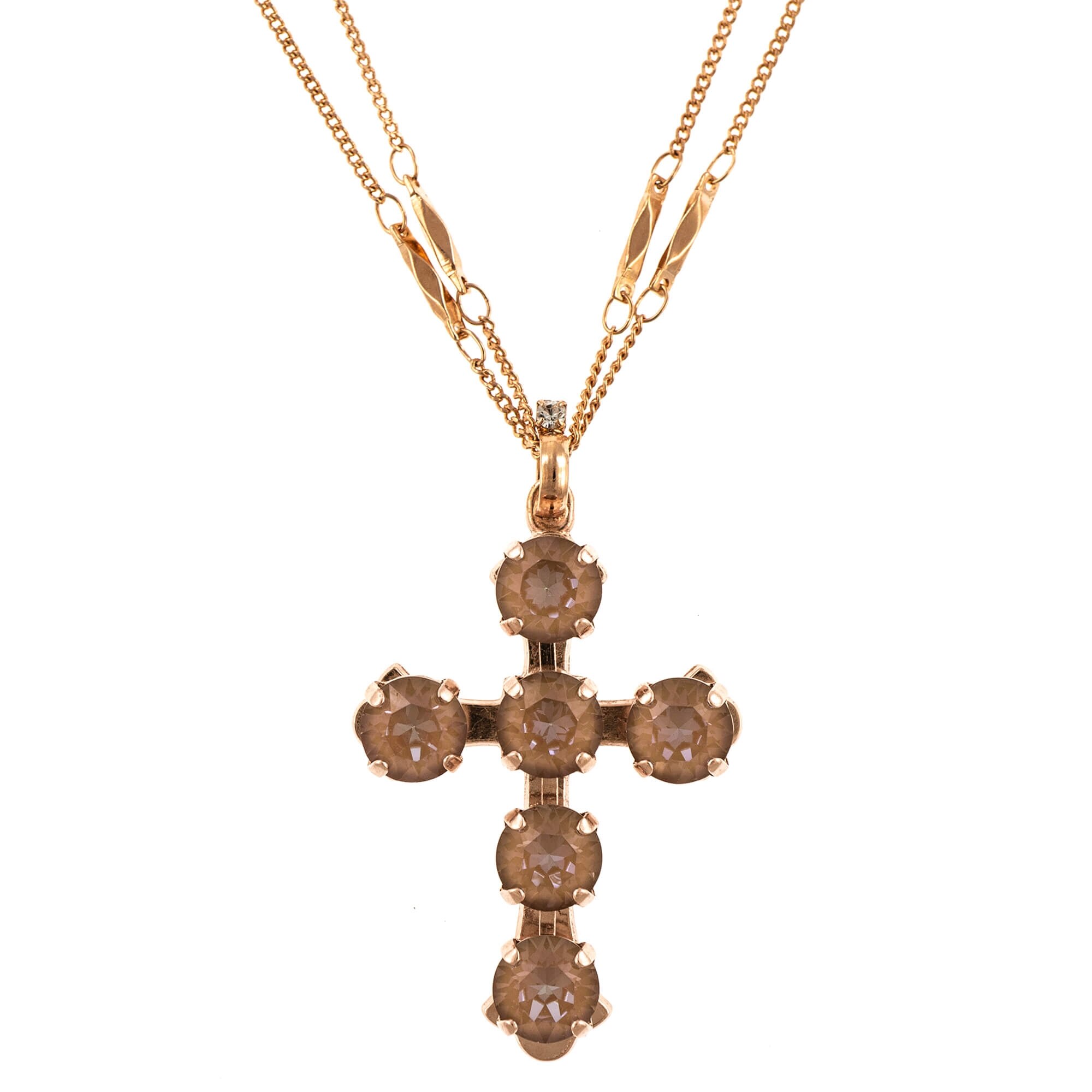 Pandantiv cu lant placat cu Aur roz de 24K, Cristale, Cappuccino DeLite by Roxannes - Mariana Jewellery, Multicolor 5127/1-148148RG