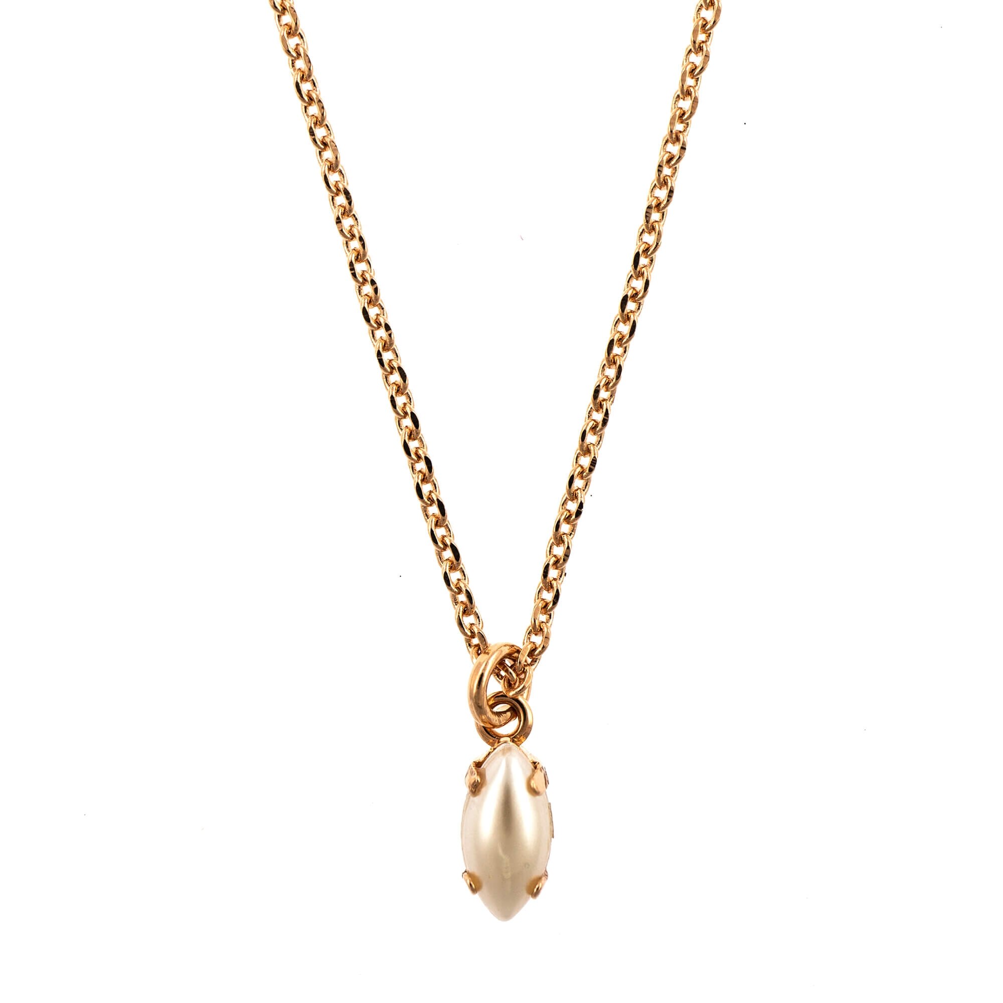 Pandantiv cu lant placat cu Aur roz de 24K, Cristale, Crystal Pearl's by Roxannes - Mariana Jewellery, Alb 5633/51-139RG