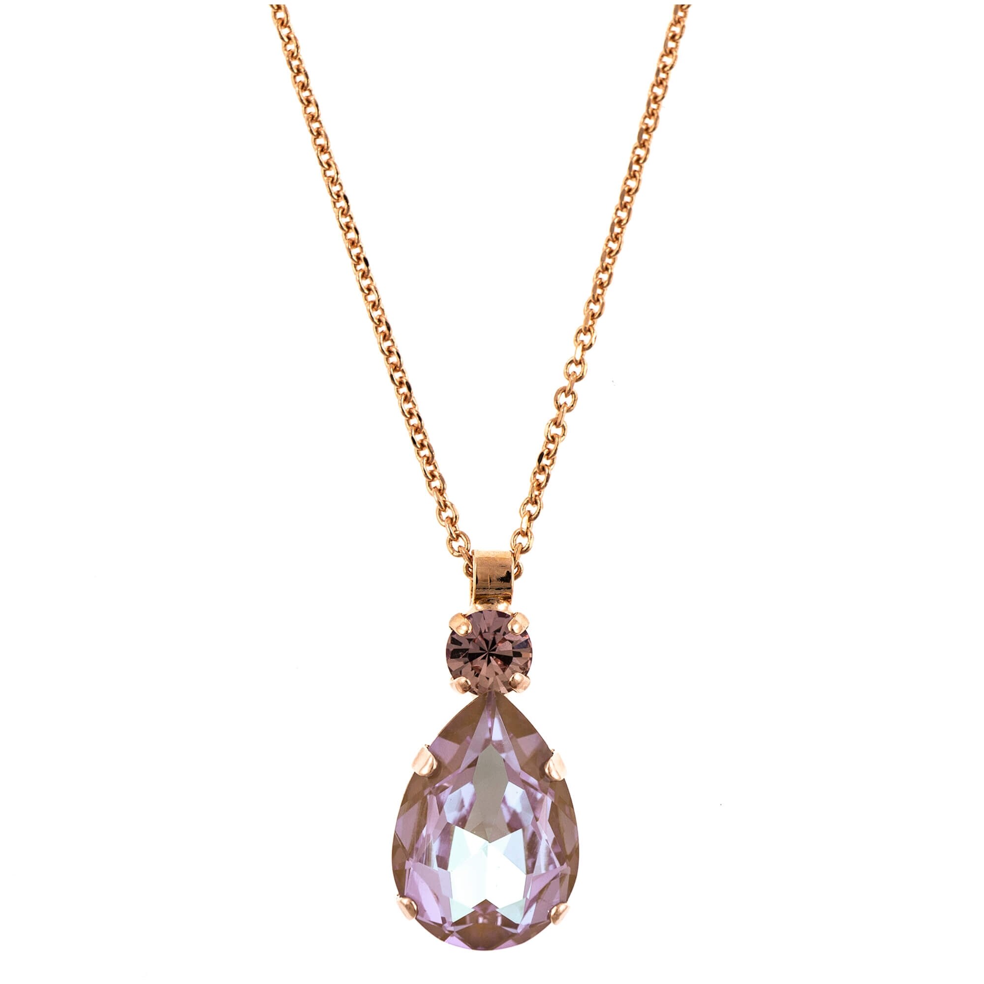 Pandantiv cu lant placat cu Aur roz de 24K, Cristale, Cappuccino DeLite by Roxannes - Mariana Jewellery, Multicolor 5044/30-212148RG