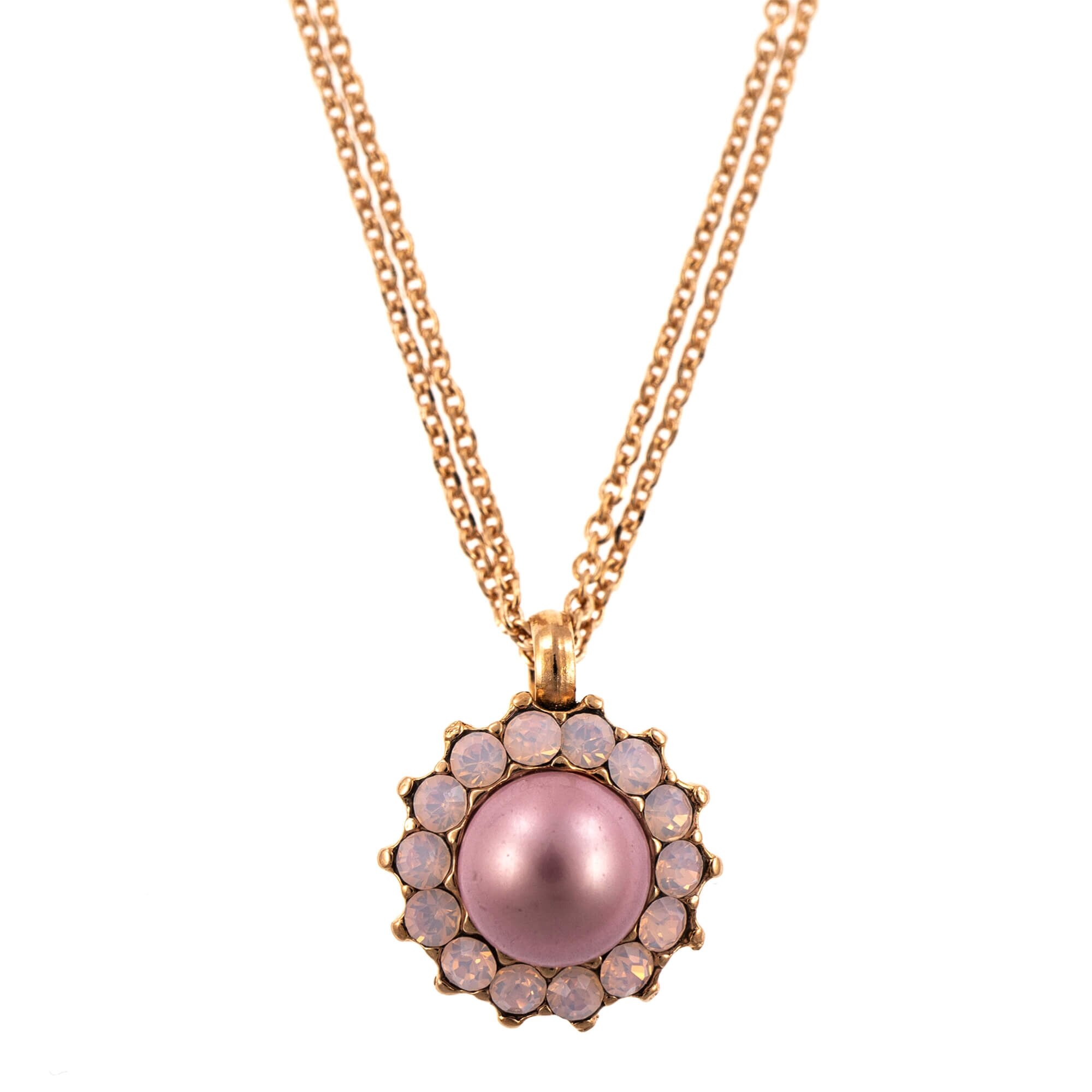 Pandantiv cu lant placat cu Aur roz de 24K, Cristale, Antigua by Roxannes - Mariana Jewellery, Roz 5034/1-395121RG