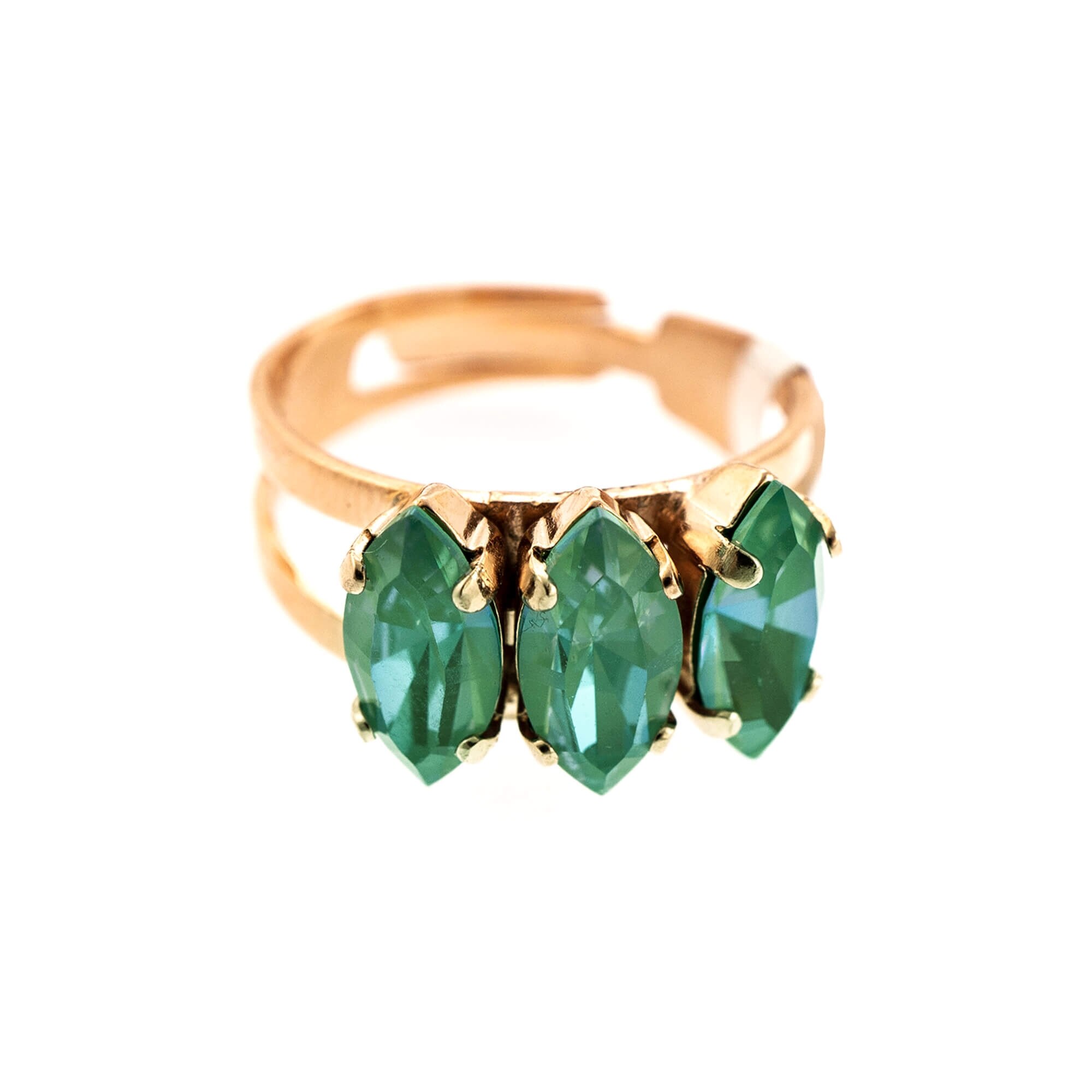 Inel placat cu Aur roz de 24K, Cristale, Silky Sage DeLite by Roxannes - Mariana Jewellery, Verde 7633/4-169169RG