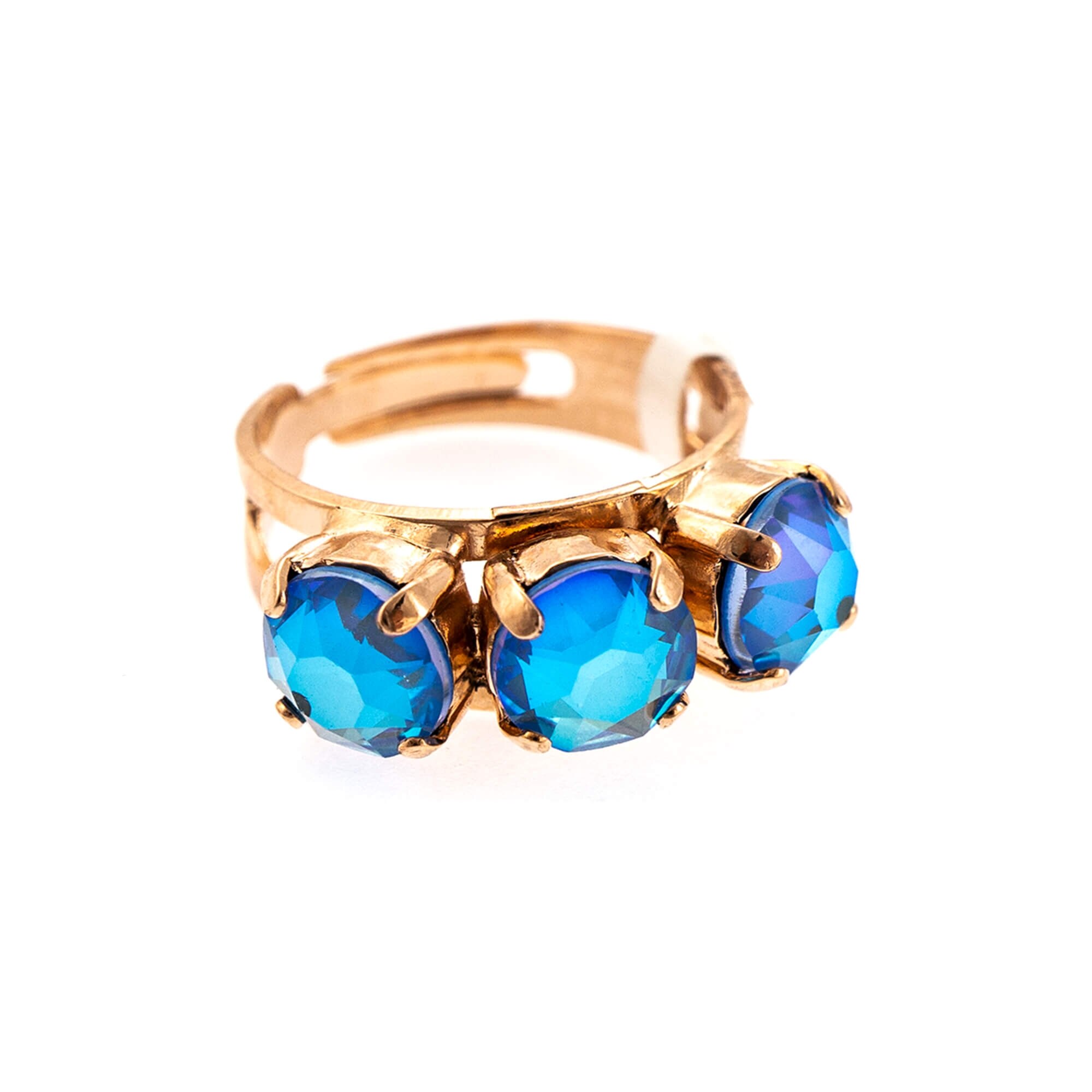 Inel placat cu Aur roz de 24K, Cristale, Ocean DeLite by Roxannes - Mariana Jewellery, Albastru 7435/3-143143RG