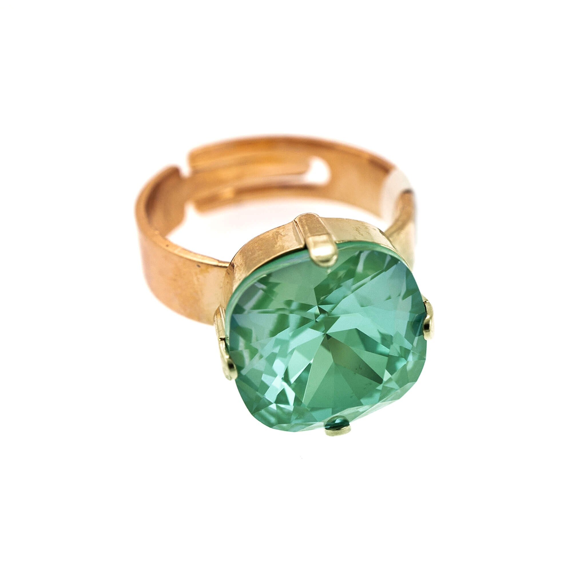 Inel placat cu Aur roz de 24K, Cristale, Silky Sage DeLite by Roxannes - Mariana Jewellery, Verde 7326/4-169RG