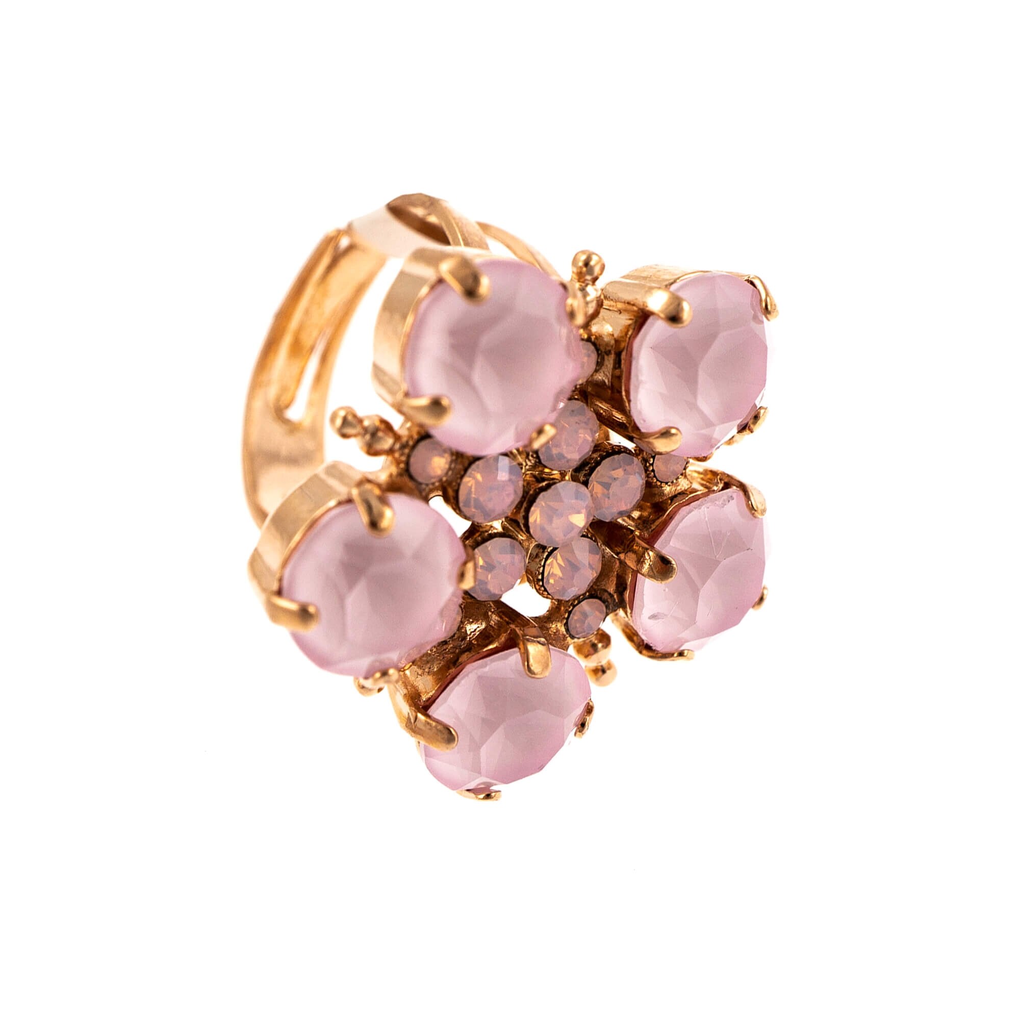 Inel placat cu Aur roz de 24K, Cristale, Powder Rose by Roxannes - Mariana Jewellery, Roz 7404-121395RG