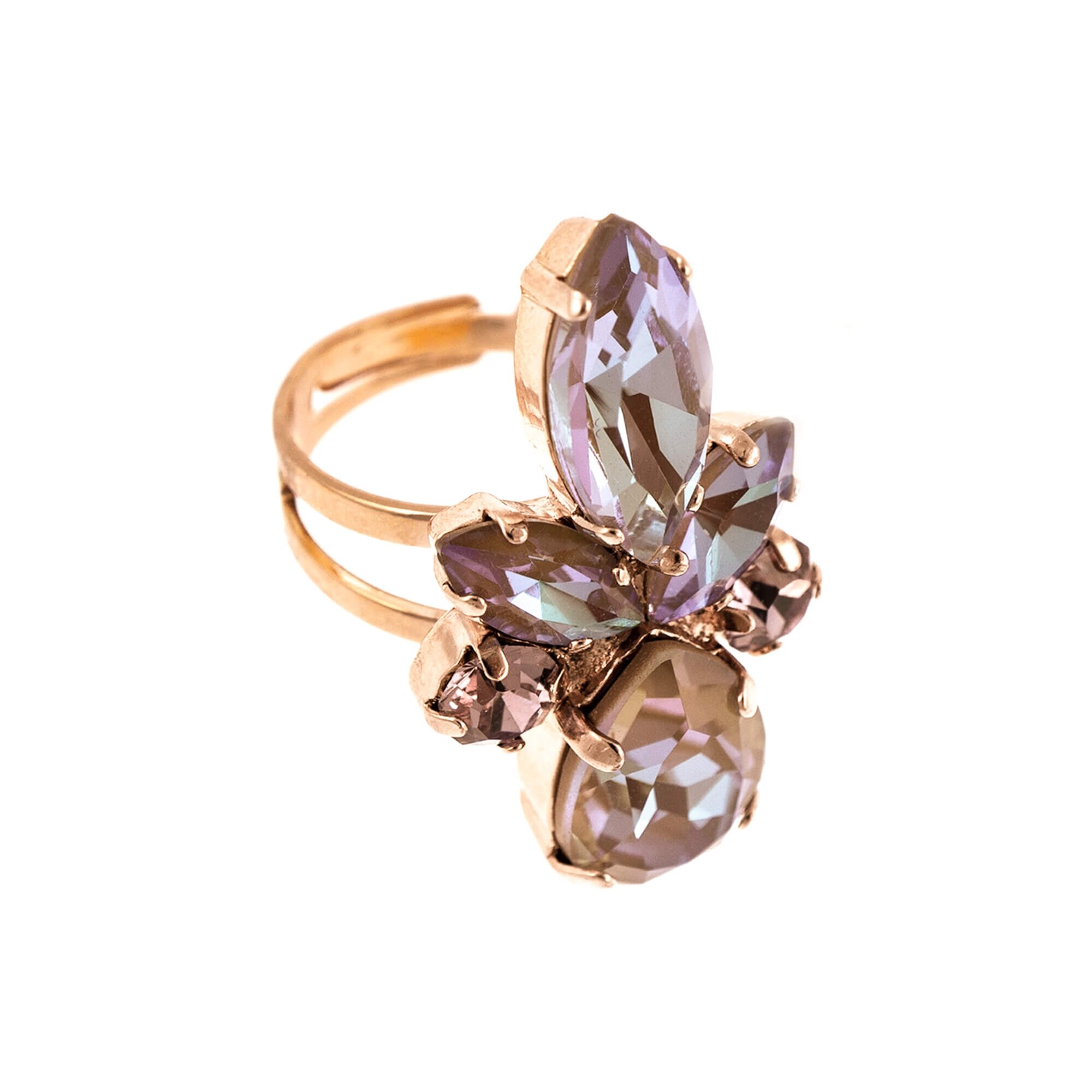 Inel placat cu Aur roz de 24K, Cristale, Cappuccino DeLite by Roxannes - Mariana Jewellery, Multicolor 7030/70-148212RG