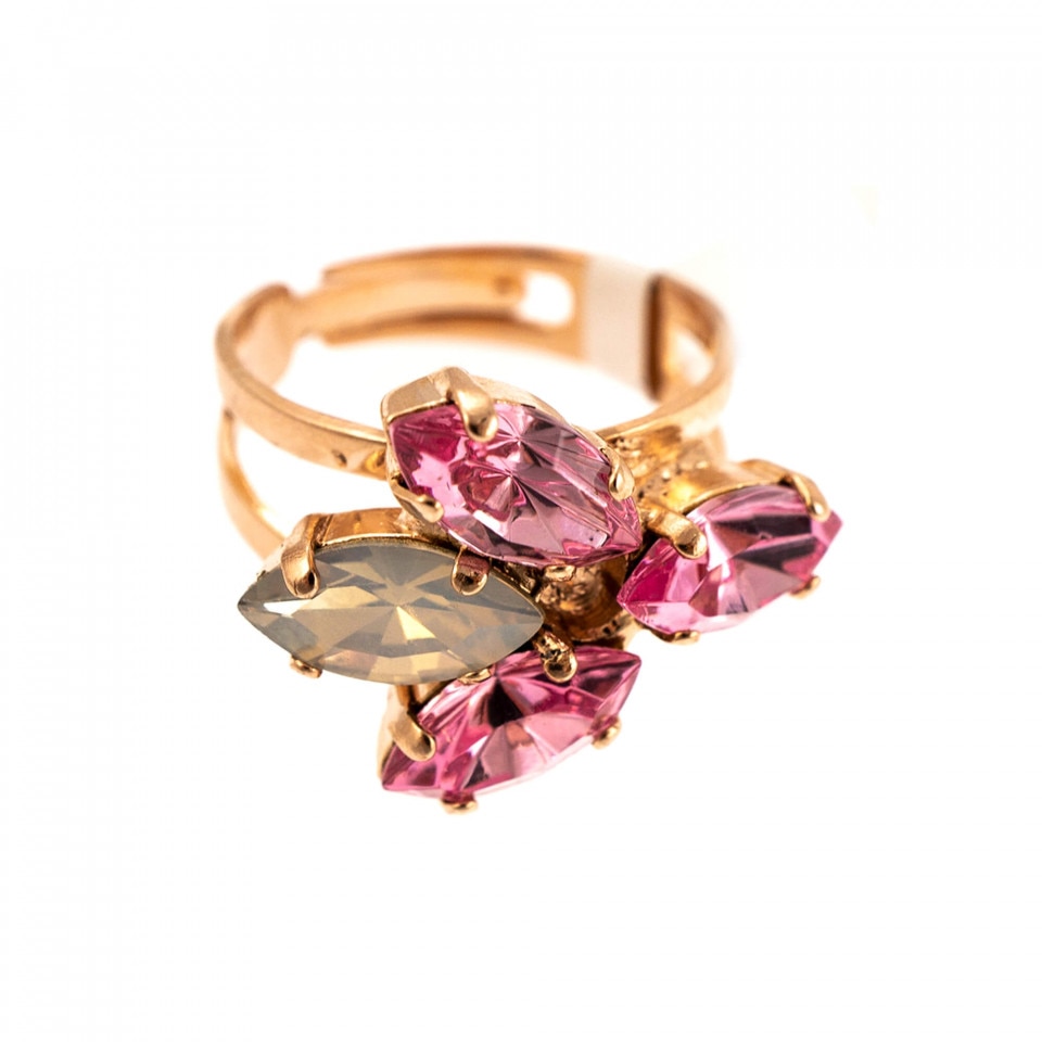 Inel placat cu Aur roz de 24K, Cristale Swarovski, Antigua by Roxannes - Mariana Jewellery, Roz 7238/5-223-1RG