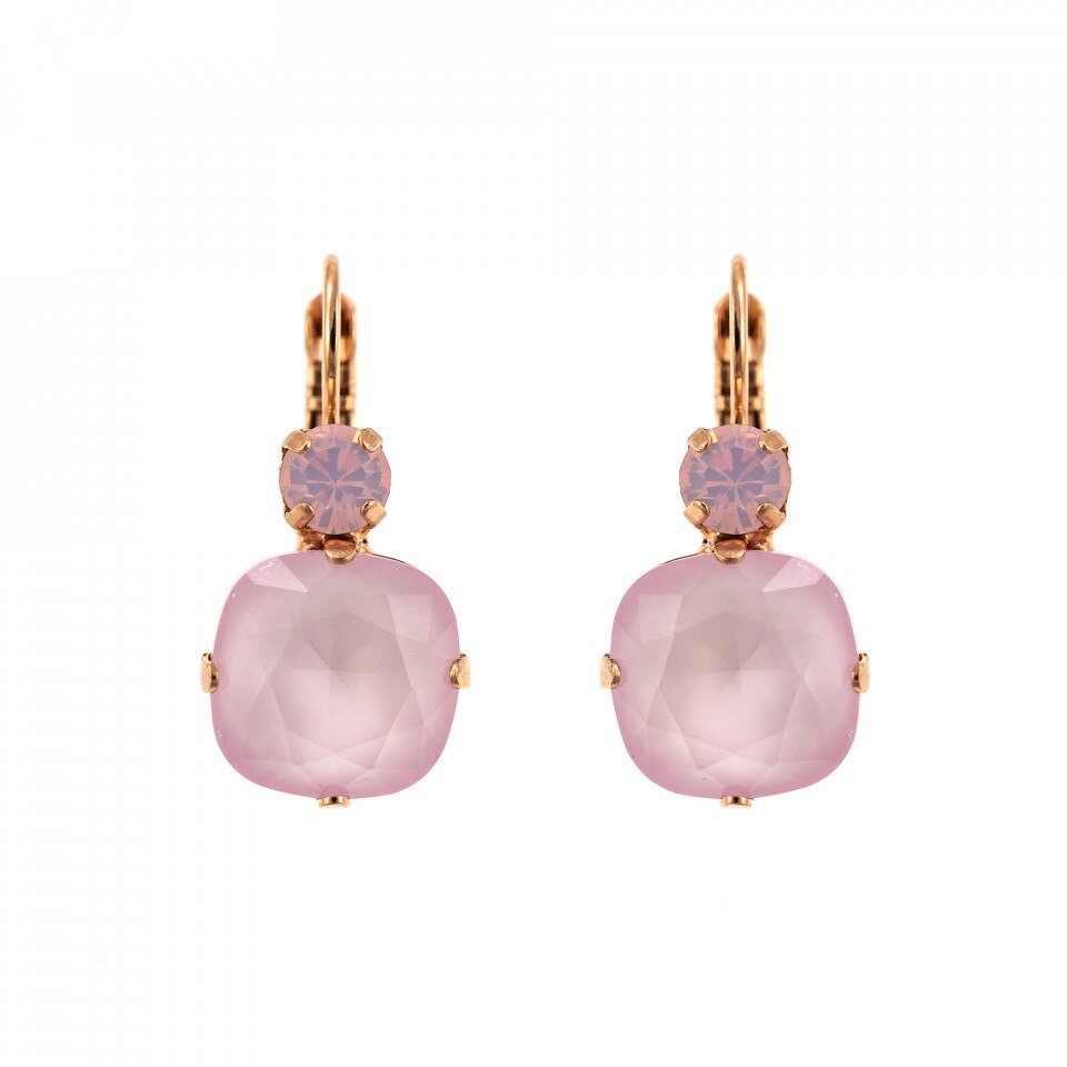 Cercei placati cu Aur roz de 24K, Cristale Swarovski, Powder Rose by Roxannes - Mariana Jewellery, Roz 1326/1-395121RG6
