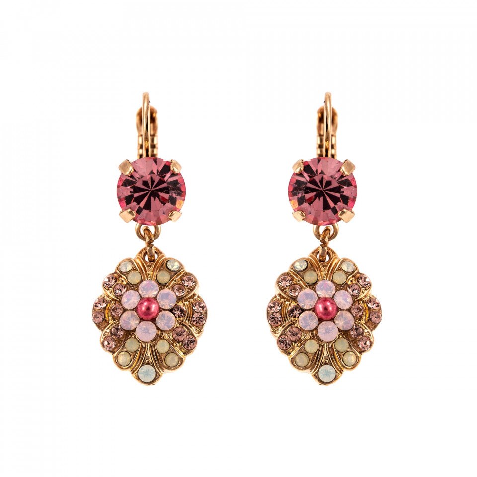 Cercei placati cu Aur roz de 24K, Cristale Swarovski, Antigua by Roxannes - Mariana Jewellery, Roz 1026/2-223-1RG6